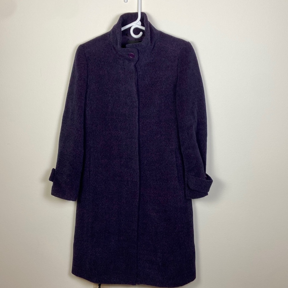 Talbots Deep Plum Wool-Blend Trench Coat